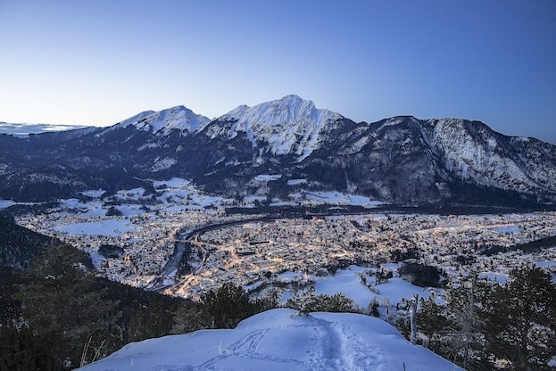 Blick auf das winterliche Bad Reichenhall